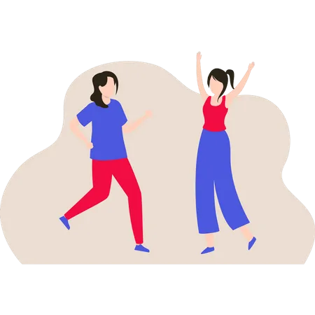 Femmes faisant du jogging et de l'exercice  Illustration