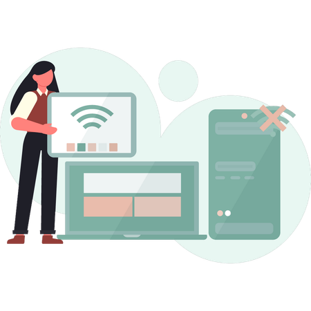 Femmes montrant une connexion WIFI  Illustration