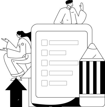 Une femme effectuant une enquête sur l'expérience client  Illustration