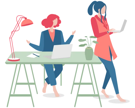 Femmes travaillant au bureau  Illustration