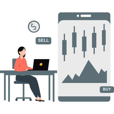 Femmes vendant et achetant des actions en bourse  Illustration