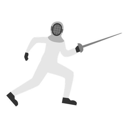 Fencer doing Sword fighting  Illustration