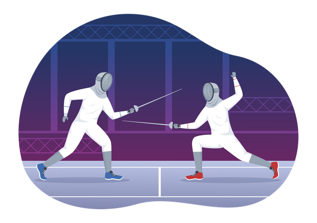 Fencer Fighting on Piste  Illustration