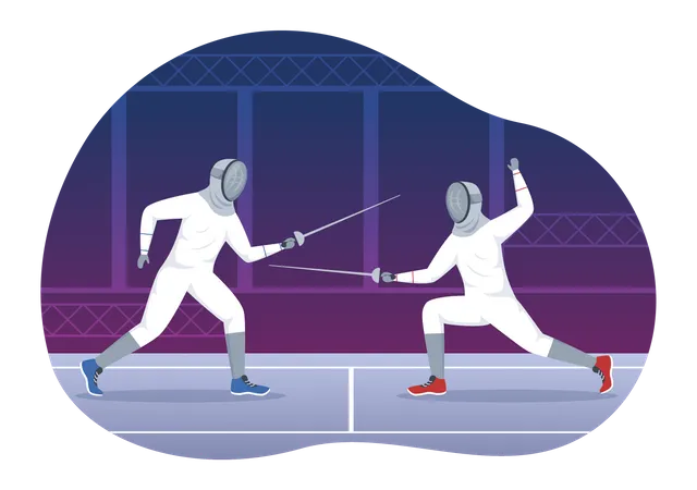 Fencer Fighting on Piste  Illustration