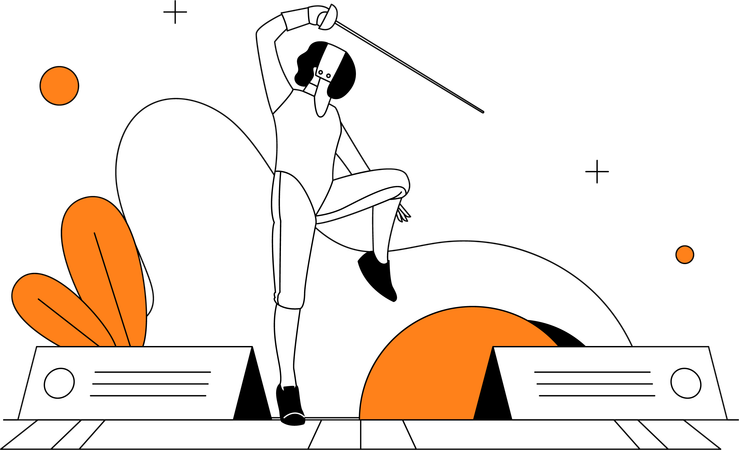 Fencing Athlete Sport  Illustration