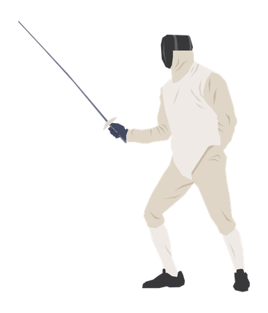 Fencer doing fencing practice  イラスト