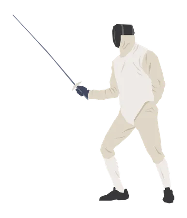 Fencer doing fencing practice  Illustration