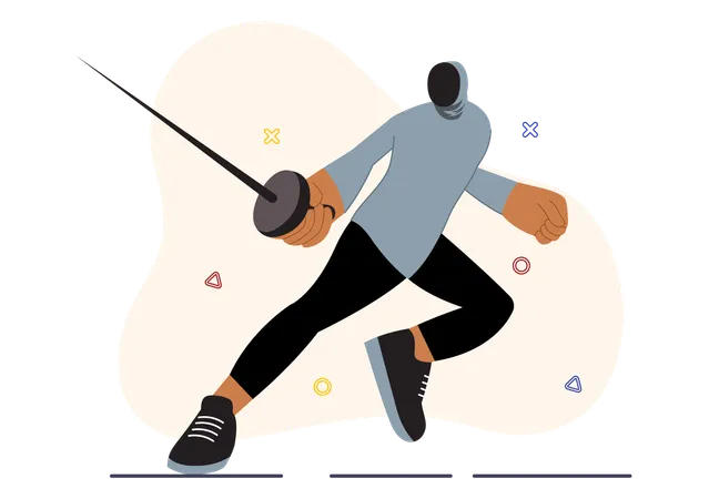 Fencing Player competes against enemy  Illustration