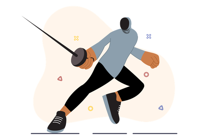 Fencing Player competes against enemy  Illustration