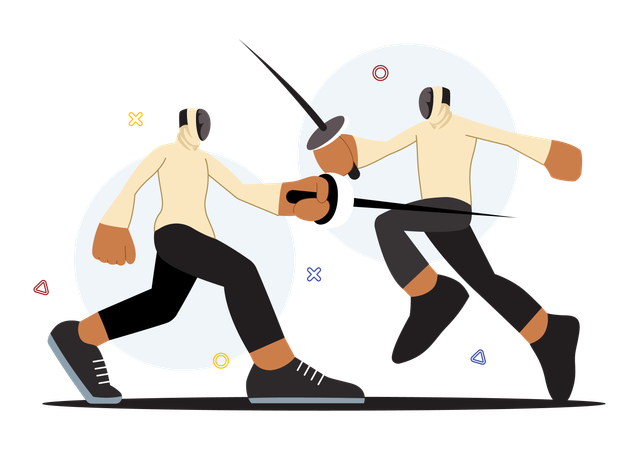 Fencing Player playing martial arts  Illustration