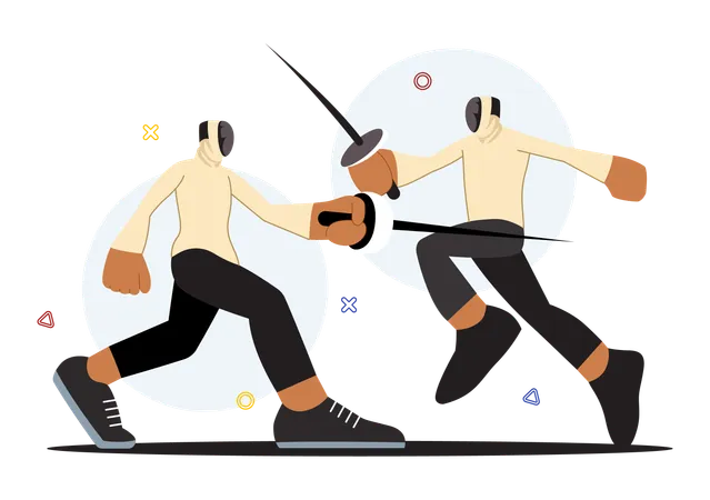 Fencing Player playing martial arts  Illustration