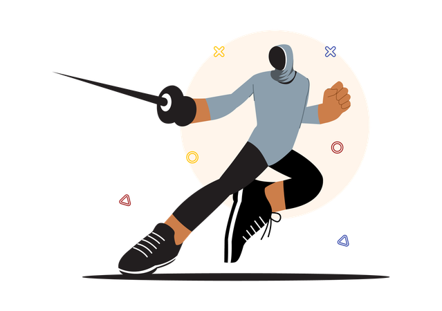 Fencing Player Sport winning match  Illustration