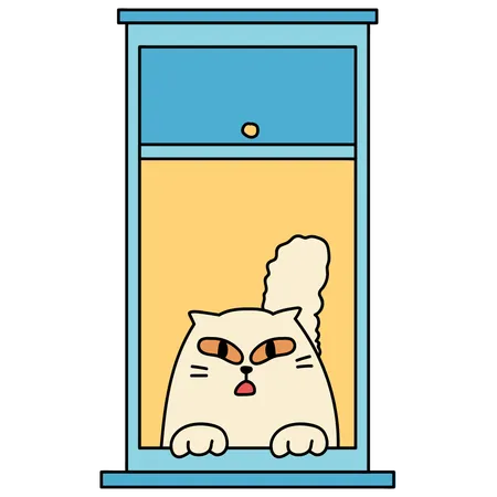 Fenêtre avec chat  Illustration