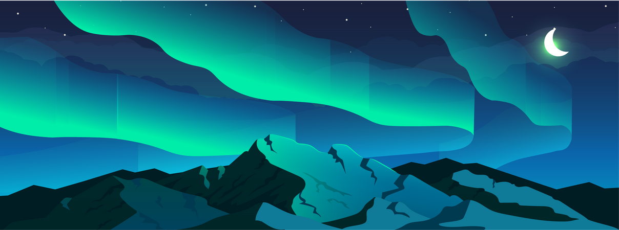 Fenômeno Aurora Boreal  Ilustração