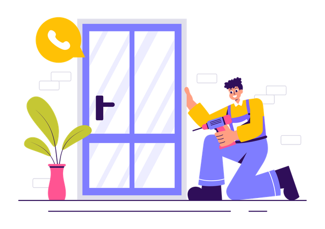 Fenster- und Türenservice  Illustration