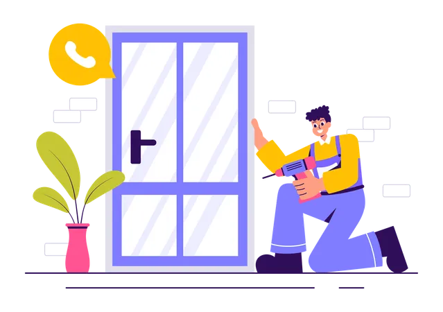 Fenster- und Türenservice  Illustration