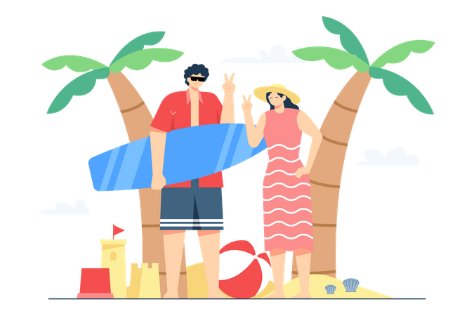 Férias de verão com a família  Ilustração