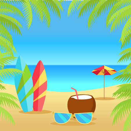 Férias de verão na praia  Ilustração