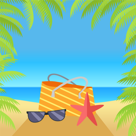 Férias de verão na praia tropical  Ilustração