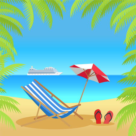 Férias de verão na praia tropical  Ilustração