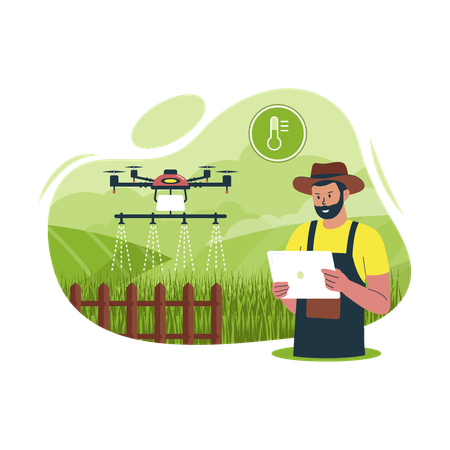 Ferme de drones intelligente  Illustration