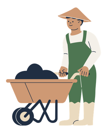 Agriculteur avec brouette  Illustration