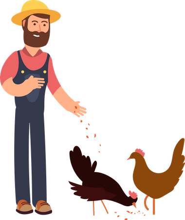 Fermier avec poule  Illustration