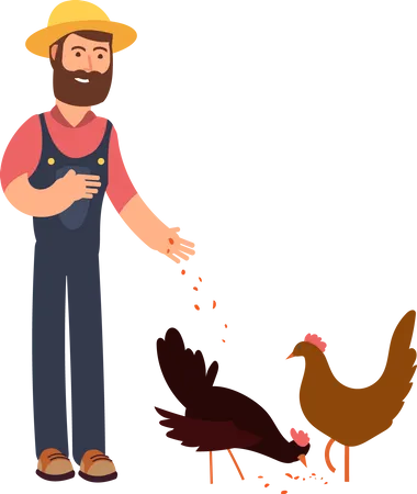 Fermier avec poule  Illustration