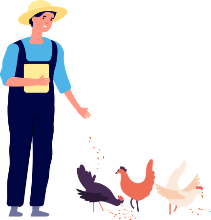 Fermier avec poule  Illustration