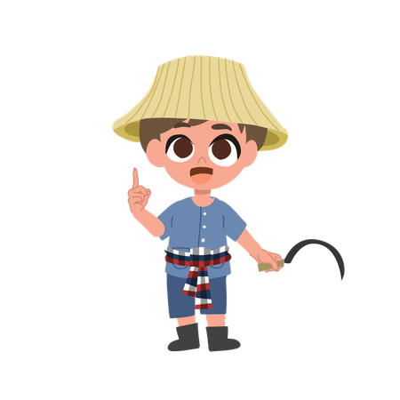Fermier mignon avec outil agricole  Illustration