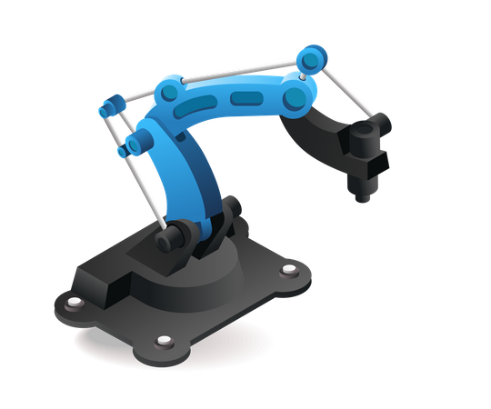 Ferramenta tecnológica braço robótico de soldagem industrial com inteligência artificial  Ilustração