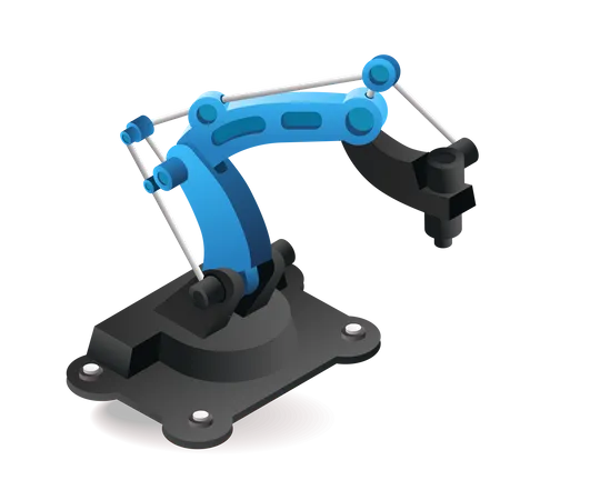 Ferramenta tecnológica braço robótico de soldagem industrial com inteligência artificial  Ilustração