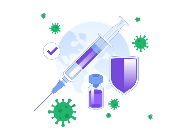 Ferramentas de laboratório para vacina em frasco  Ilustração