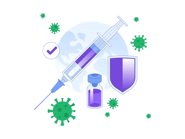 Ferramentas de laboratório para vacina em frasco  Ilustração