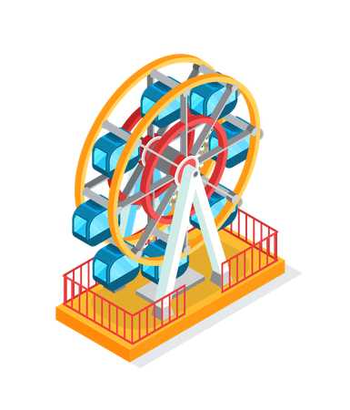 Ferris Wheel Attraction for People during Holidays  Illustration