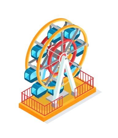 Ferris Wheel Attraction for People during Holidays Illustration
