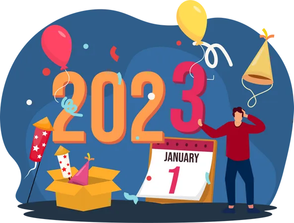Celebração da festa para o ano novo de 2023  Ilustração