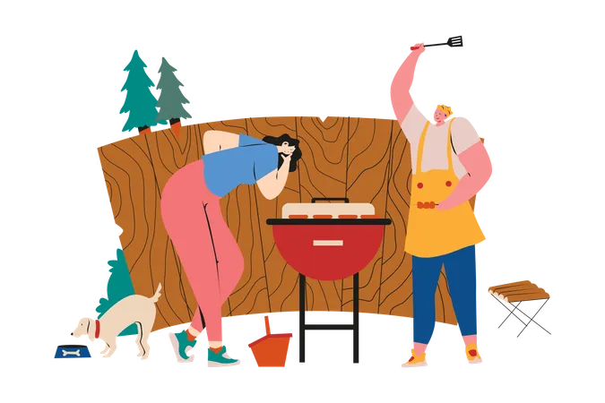 Festa de churrasco  Ilustração