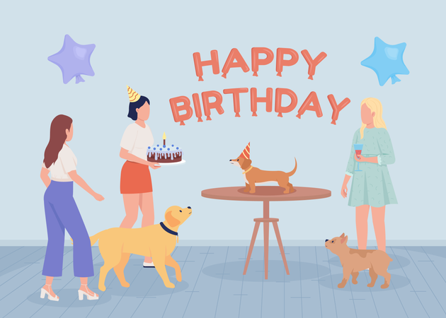 Festa de aniversário de cachorro  Ilustração