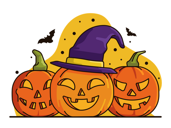 Festa de Halloween com decoração de abóbora  Ilustração