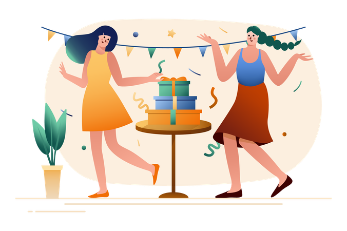 Celebrazione della festa di compleanno  Illustration