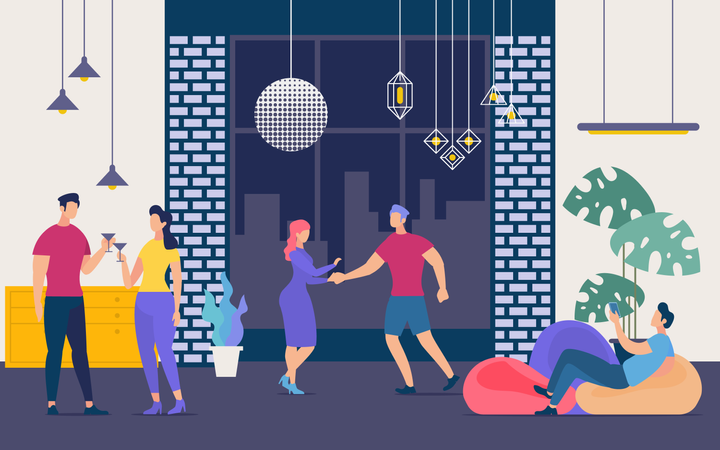 Festa em Boate, Vida Noturna e Lazer de Fim de Semana  Illustration