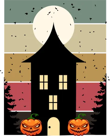 Festa noturna de Halloween  Ilustração