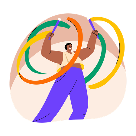Festival dance shown by man  Illustration