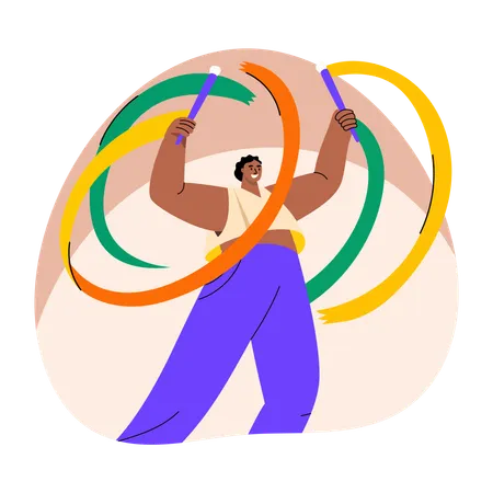 Festival dance shown by man  Illustration
