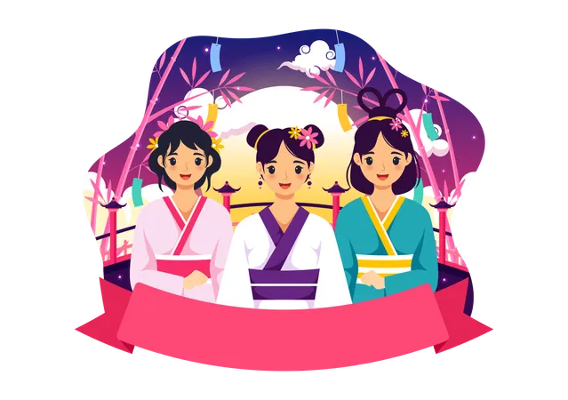 Festival de Tanabata Japón  Ilustración