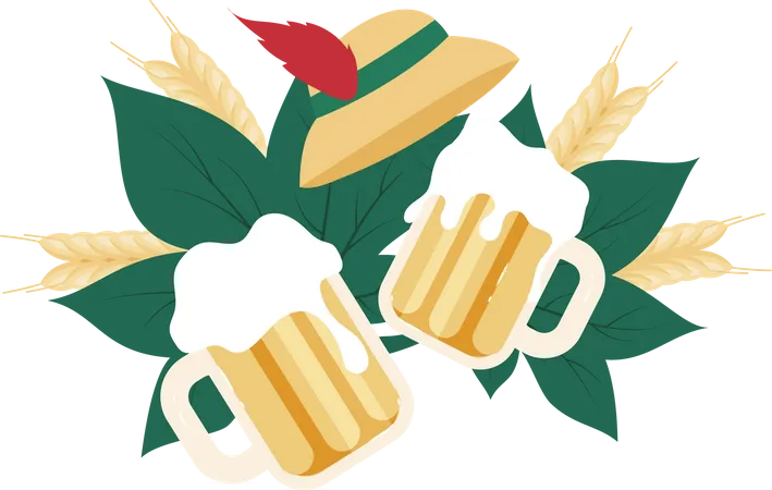 Fiesta de la cerveza en alemán  Ilustración