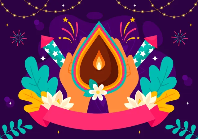 Festival de luces de Diwali  Ilustración