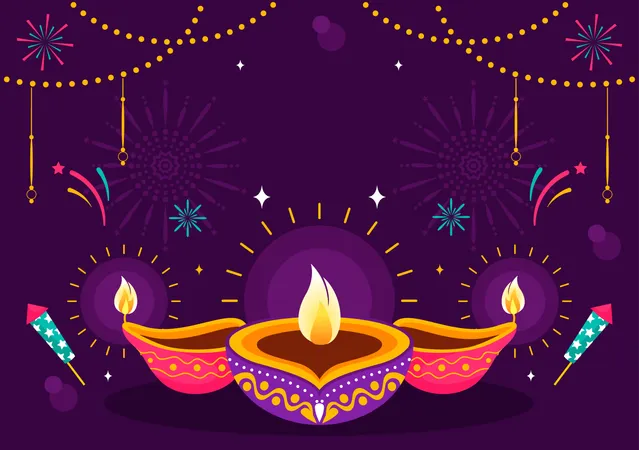 Festival de luces de Diwali  Ilustración