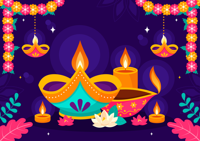 Festival de luces de Diwali  Ilustración